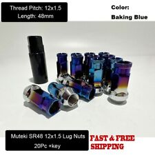 20pc Key Backing Blue M12x1.5 Jdm Sr48 Racing Lug Nuts For Aftermarket Wheels