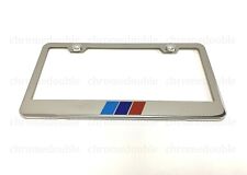 Tri-color Stripe - Stainless Steel Chrome Metal License Plate Frame Wscrew Caps