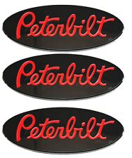3x Custom 6061 Logo Name Emblem Plate For Peterbilt Hood Grille Fender Blackred