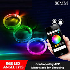 2x 80mm 210 Modes Multi-color 5050 Rgb Flash Smd Led Angel Eyes Halo Rings App