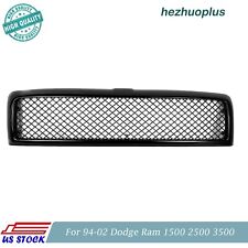 Front Mesh Hood Grille Grill Abs Glossy Black For 94-02 Dodge Ram 1500 2500