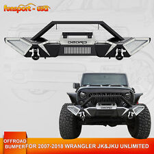 Off-road Front Bumper For 2007-2018 Jeep Wrangler Jk With D-rings Winch Plate
