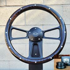 14 Black Billet Steering Wheel Dark Pine Aluminum Rivets 1974-94 C10 Pickup