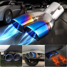 Car Dual Exhaust Tail Pipe Muffler Tip Bluing Chrome Stailess Steel Universal