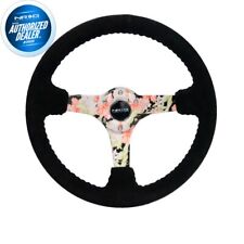 New Nrg Steering Wheel 350mm Black Suede Hydro Dipped Floral Rst-036fl-s