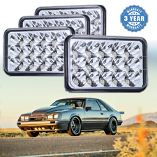 For Ford Mustang 1979-86 4pcs Chrome Dot 4x6 Led Headlights Hi-lo Beam Rectangle