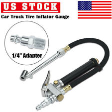 Air Compressor Tire Inflator With Pressure Gauge Dual Head Chuck W 14 Adapter
