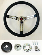 1970-73 Blazer C10 C20 C30 Pick Up Black On Chrome Steering Wheel Rb Bow Cap 15