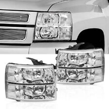 Headlights Headlamps Chrome Clear Leftright For 2007-2013 Chevy Silverado 1500