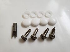 Theft Deterrent Auto License Plate Screws Snake Bit White Covers Stainless Steel