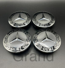 Set Of 4 Fits Mercedes-benz Wheel Center Hub Caps Silver Wreath Black Amg 75mm