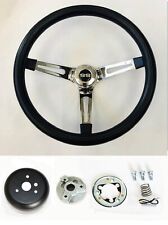 1966 Chevelle Grant Black Grip Chrome Spokes Steering Wheel 13 12 Ss Cap