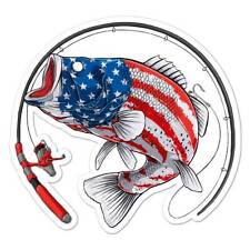 American Flag Bass Fishing Vinyl Decal Sticker Indoor Outdoor 3 Sizes 8076
