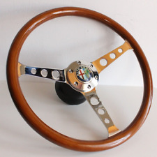 Steering Wheel Fits For Alfa Romeo Wood Chrome Classic Spider 1983-1989
