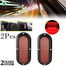 2x Trailer Truck Boat 10 Led Sealed Red 6 Oval Stopturntail Light 