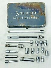 Vintage Snap-on Socket Wrench Set W Metal Case Tm-10-d Wrench 18 Pieces