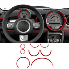 8pcs Red Carbon Fiber Interior Dashboard Ring Cover Trim For Mini Cooper 2007-10