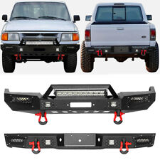 Frontrear Bumper Wwinch Plate Led Lights D-rings For 1993-1997 Ford Ranger