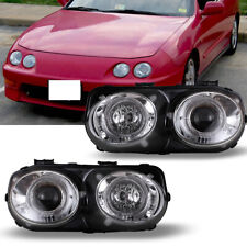 For 1998-2001 Acura Integra Headlights Halo Projector Chrome Clear Front Lamps