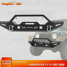 Textured Front Bumper For 1987-2006 Jeep Wrangler Tj Yj W Led Lights D-rings