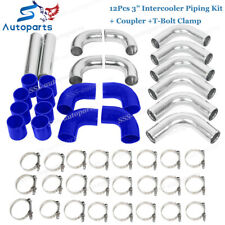 3 Inch 76mm Universal 12pcs Intercooler Piping Kit Coupler T-bolt Clamp Blue