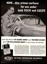 1958 Du Pont Primer Car Paint Gun Dark Gray Red Oxide Platinum Gray Print Ad