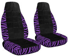 2 Front Zebra Purple Seat Covers With A Black Center
