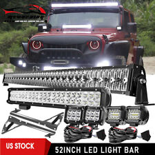 52 Inch Led Light Bar 5d204pods For Jeep Wrangler Jk 07-15 Roof Windshield