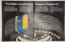 1971 Goodyear Tire Polyglas The Hidden Muscle Vintage Two Page Print Ad