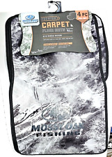 Mossy Oak Fishing Premium 4 Pc Full Set White Black Floor Mats Rubber Back