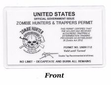 Ww Zombie Hunters Trappers Permit Hunting Permit Carry Card Laminated Lk