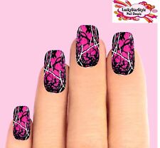 Waterslide Full Nail Decals Set Of 10 - Hot Pink Mossy Oak Realtree Camouflage
