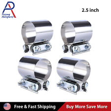 4pcs 2.5 Inch Butt Joint Band Exhaust Clamp Sleeve Coupler T304 Stainless Steel