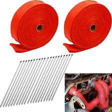 2 Roll X 2 50ft Red Exhaust Wrap Manifold Header Fiberglass Heat Wrap Tape