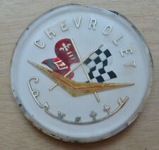 Vintage Chevrolet Corvette 1956 Hood Ornament Emblem Wchrome Bezel Original 4