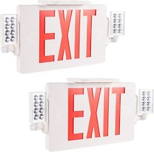 2 Pack Led Exit Sign Emergency Combo Light With Adjustable Two Head Battery Ul