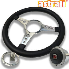 Mg Midget Mgb Astrali 13 Leather Sports Steering Wheel Polished Fitting Hub