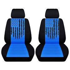 Car Seat Covers Fits A 2010 To 2014 Ford Mustang - American Flag Black And Blue