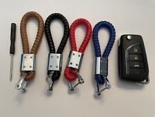 Key Chain Holder For Saab Suv Keychain Leather Strap Keyfob Ring Black Red