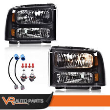 Black Headlights Fit For 99-04 Ford Super Duty F250 F350 Excursion Conversion