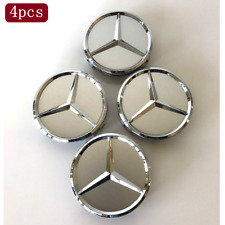 Set Of 4 For Mercedes-benz Silverchrome Wheel Center Hub Caps - 75mm Amg Wreath