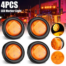 4x Amber 2 Inch 7-led Round Truck Trailer Side Marker Clearance Light W Grommet