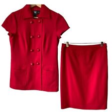 Worth Candy Apple Tech Stretch Gab Slim Pencil Skirt Suit Set Size 4 New