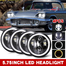 For 1958-1976 Ford Thunderbird 4pcs 5.75 5-34 Black Led Headlights Hilo Drl