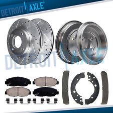 8pc Front Drilled Rotors Brake Pads Rear Drums Shoes For 2001-2005 Honda Civic