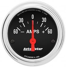 Autometer 2586 2-116 In. Ammeter Gauge 60-0-60 Amps Traditional Chrome Black