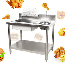 Manual Prep Station For Chicken Fried Breading Table Stainless Steel Worktop
