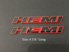 2x Oem Hemi Emblems Badges Side Oblique For Challenger Chrysler L Red Frame