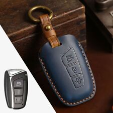 Leather Remote Key Fob Case Cover For Hyundai For Santa Fe Grand Ix45 Azera