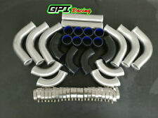 3 76mm Universal Aluminum Intercooler Turbo Pipe Piping Kit Black Hoseclamps